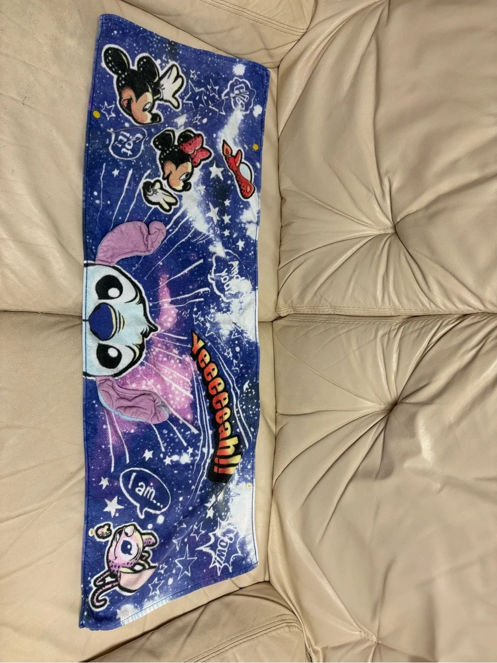TDR Stitch & Angel Galaxy Hand Towel Blue Purple Tokyo Disneyland